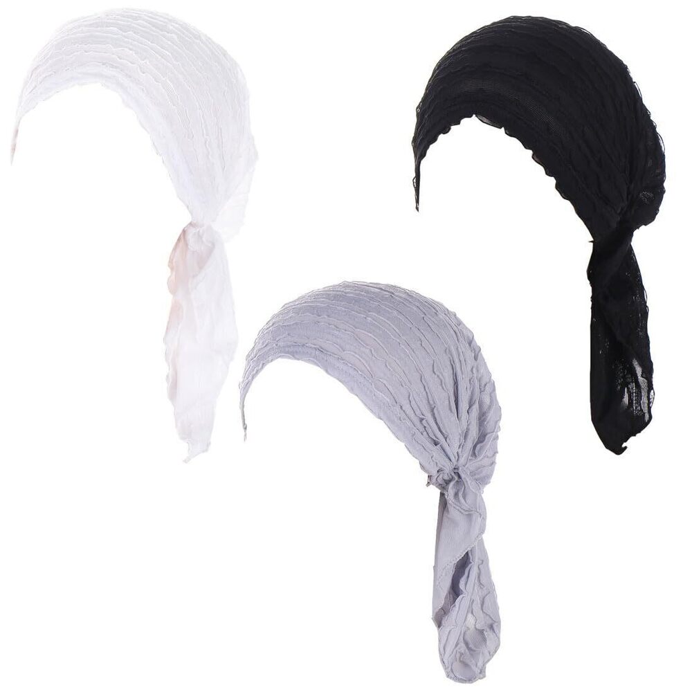 8193 3Pack Chemo Headwear Pre Tied Head Scarf Headwraps SummerTurban Beanie